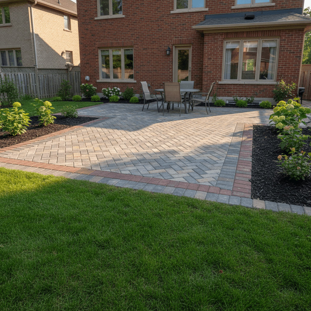 New interlock patio in a Toronto backyard