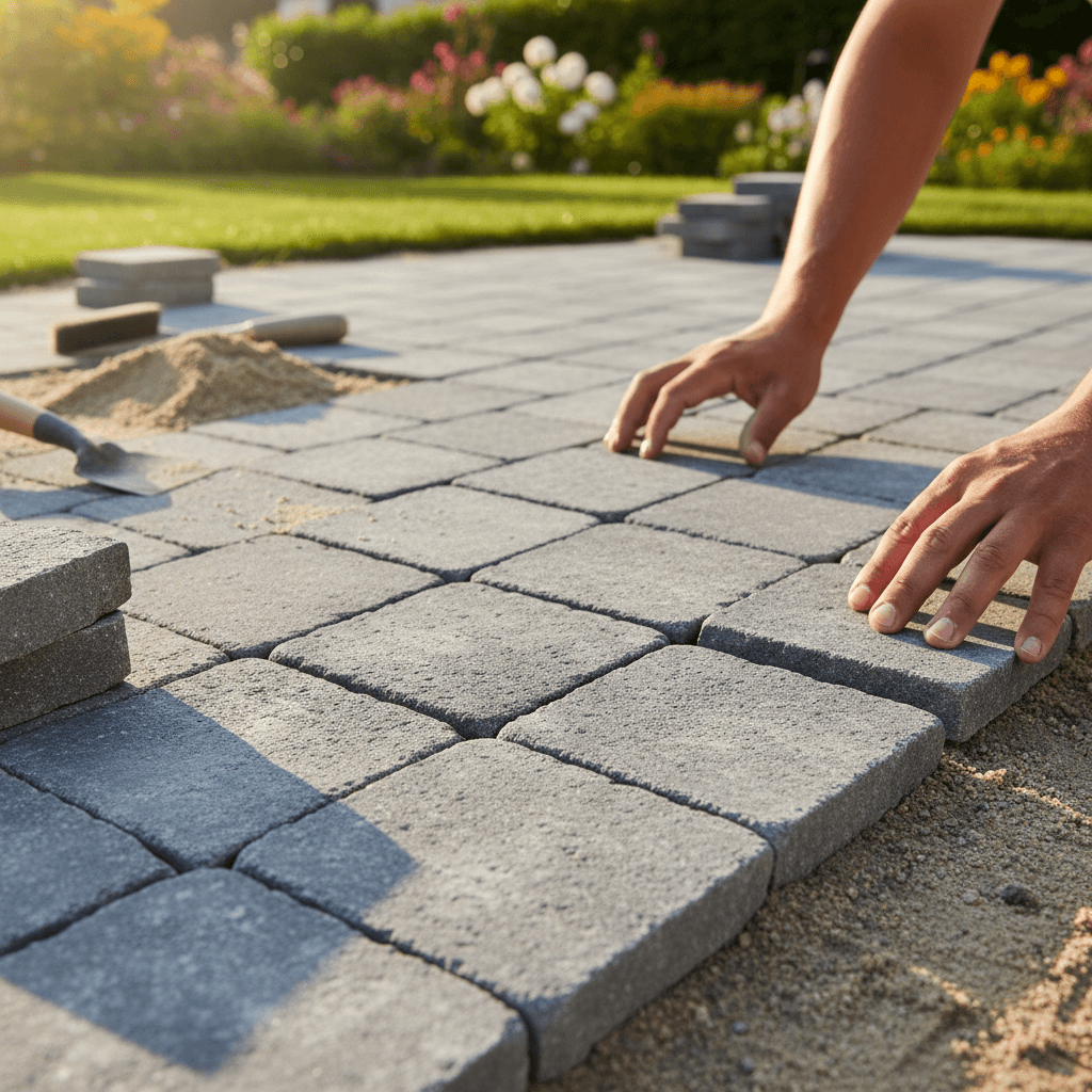 Compacting base for stone walkway